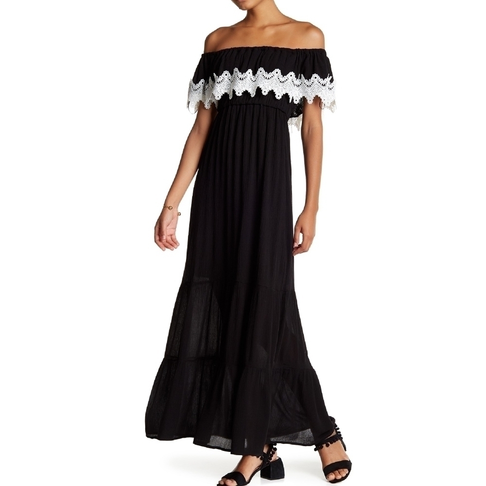 Romeo & Juliet Ruffle Off The Shoulder Maxi Dress